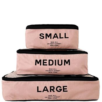 Cubes d'emballage en coton, imprimés, paquet de 3 rose/blush 1