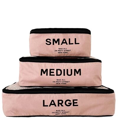 Cubes d'emballage en coton, imprimés, paquet de 3 rose/blush