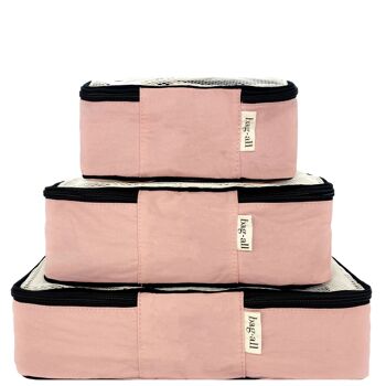 Cubes d'emballage en coton, imprimés, paquet de 3 rose/blush 3