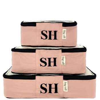 Cubes d'emballage en coton, imprimés, paquet de 3 rose/blush 4