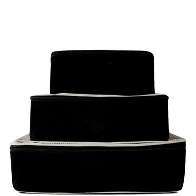 Cubos de embalaje de algodón, paquete de 3, color negro