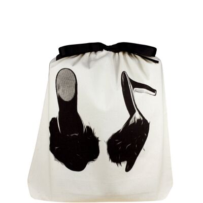 Feather Slippers Shoe Bag, Cream