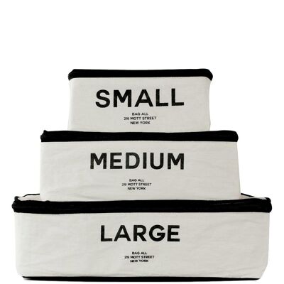 Cubes d'emballage en coton, imprimés, paquet de 3 crème