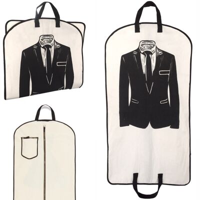 Men's Suit Garment Bag with Pocket, Cream