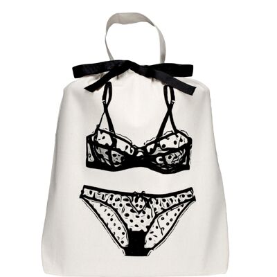 Reisetasche für Dessous mit Punkten, Creme