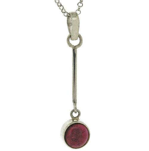 Long Stem Garnet Cabochon Pendant with 18" Trace Chain and Presentation Box