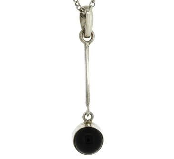 Pendentif Cabochon Onyx à Longue Tige avec Chaîne Trace de 18" et Boîte de Présentation 1