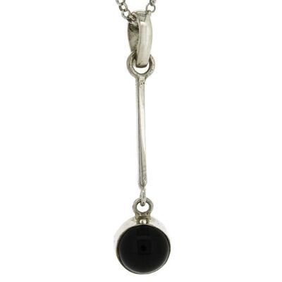 Long Stem Onyx Cabochon Pendant with 18" Trace Chain and Presentation Box