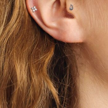 Piercing Iva Flower - Argent 3