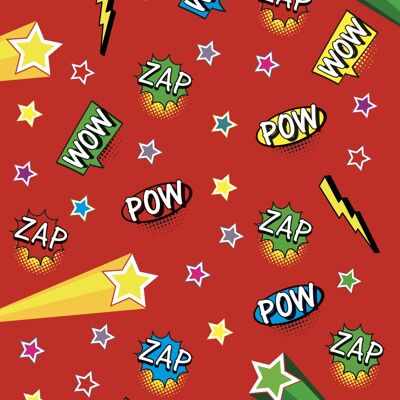 Pop Art RED Gift Wrapping Paper and Two Tags