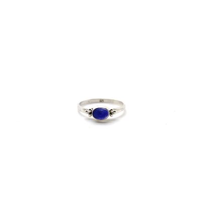 Tiny Lapis Lazuli Oval Triquetra Silver