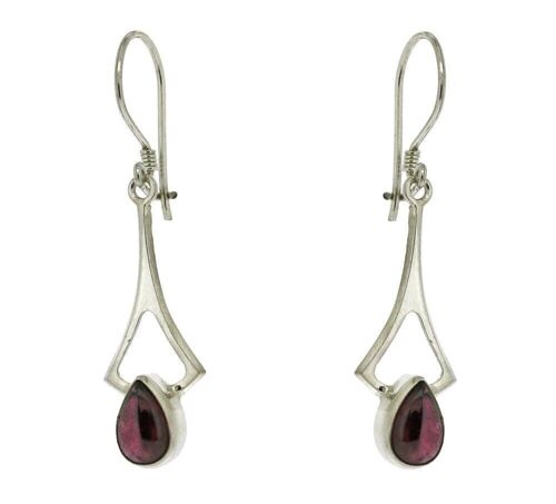 Garnet Cabochon Art Deco Earrings with safety catch and Box