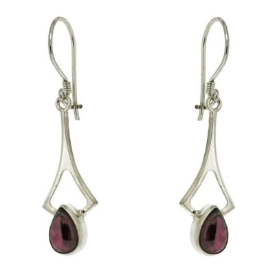 Garnet Cabochon Art Deco Earrings with safety catch and Box