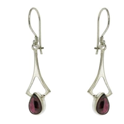 Garnet Cabochon Art Deco Earrings with safety catch and Box