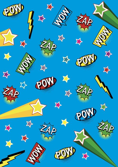 Pop Art Blue Gift Wrapping Paper and Tags