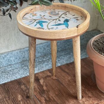Table d’appoint en bois de mangue faite à la main Colibri avec pieds amovibles 4