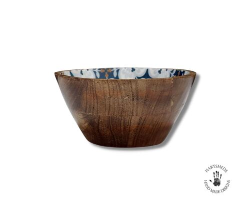 Small Wooden Serving bowl, Portion Bowl Handmade Printed Palazzo