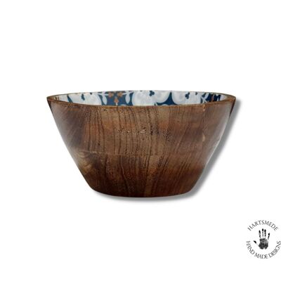 Small Wooden Serving bowl, Portion Bowl Handmade Printed Palazzo