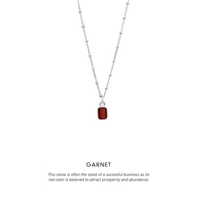 Baguette Necklace Silver <p><b> +5 colours </b></p> - Garnet
