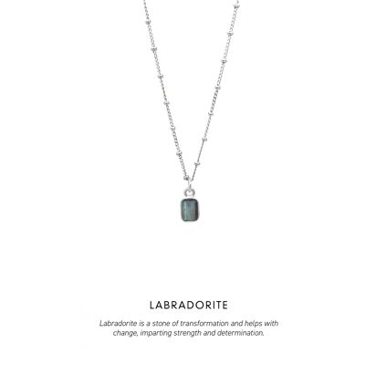 Baguette Necklace Silver <p><b> +5 colours </b></p> - Labradorite