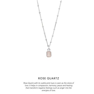 Baguette Necklace Silver <p><b> +5 colours </b></p> - Rose Quartz