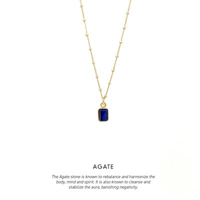 Baguette Necklace Gold <p><b> +7 colours </b></p> - Blue Agate