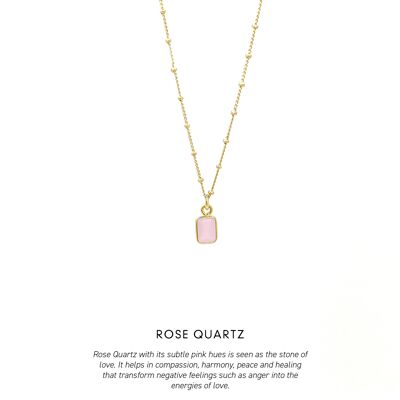 Baguette Necklace Gold <p><b> +7 colours </b></p> - Rose Quartz