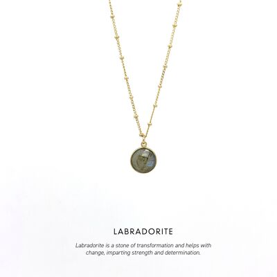 Circle Gem Necklace Gold <p><b> +4 colours </b></p> - Labradorite