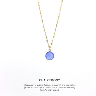 Circle Gem Necklace Gold <p><b> +4 colours </b></p> - Blue Chalcedony