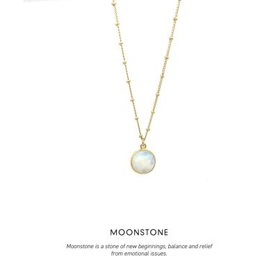 Circle Gem Necklace Gold <p><b> +4 colours </b></p> - Moonstone