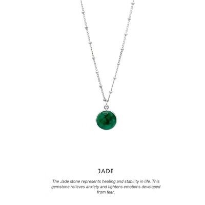 Circle Gem Necklace Silver <p><b> +3 colours </b></p> - Jade