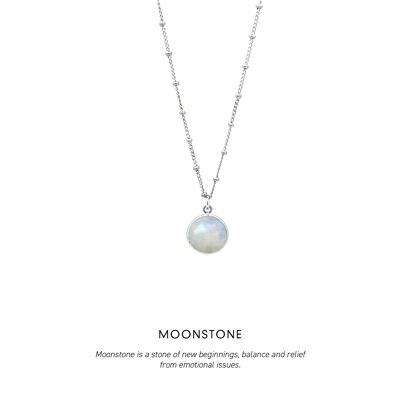 Circle Gem Necklace Silver <p><b> +3 colours </b></p> - Moonstone