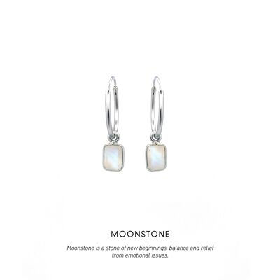 Baguette Hoops Silver <p><b> +5 colours </b></p> - Moonstone