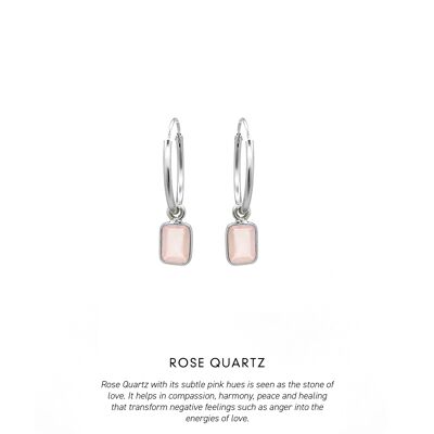 Baguette Hoops Silver <p><b> +5 colours </b></p> - Rose Quartz