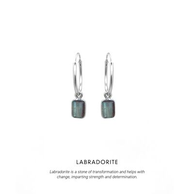 Baguette Hoops Silver <p><b> +5 colours </b></p> - Labradorite