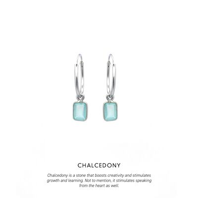 Baguette Hoops Silver <p><b> +5 colours </b></p> - Chalcedony