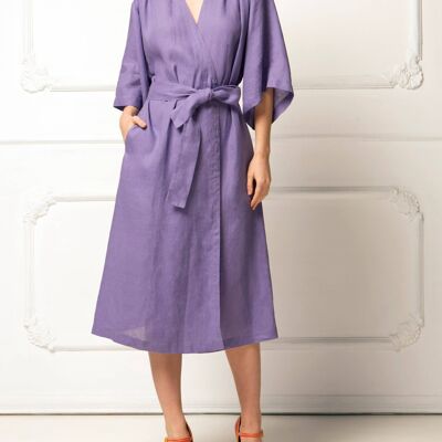 Emilia Linen Dress  Amethyst Purple, Salamadar Orange