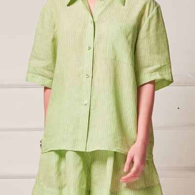 Olivia Shirt in Lime Green Linen