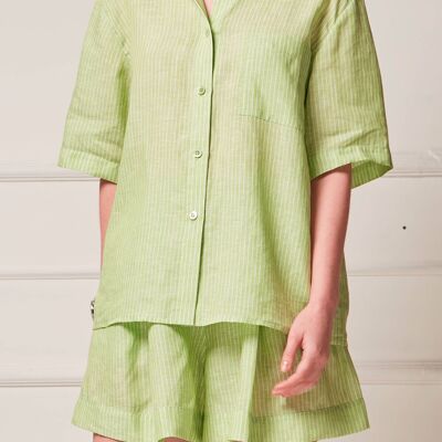 Olivia Shirt in Lime Green Linen