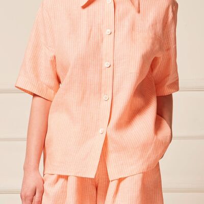 Olivia Shirt in Peach Linen