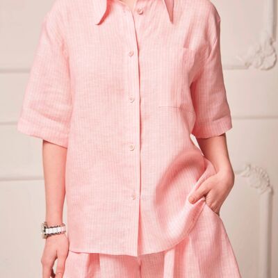Olivia Shirt in Pink Linen