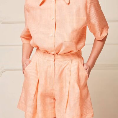 Viola Shorts in Peach Linen