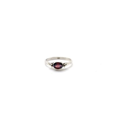 Tiny Facet Garnet Oval Triquetra Silver