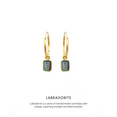 Baguette Hoops Gold <p><b> +7 colours </b></p> - Labradorite