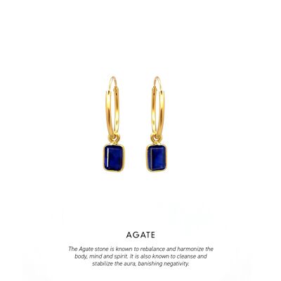 Baguette Hoops Gold <p><b> +7 colours </b></p> - Blue Agate