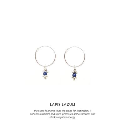 Triquetra Mini Hoops Silver <p><b> +6 colours </b></p> - Lapis Lazuli