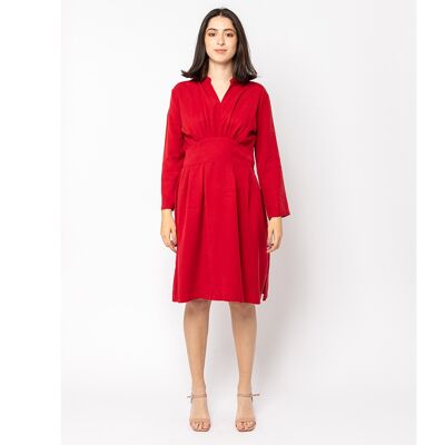 SELVA Vestido rojo midi manga larga