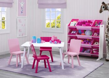 Ensemble table et 4 chaises - Blanc/Rose 2