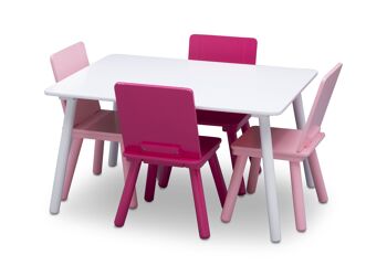 Ensemble table et 4 chaises - Blanc/Rose 3
