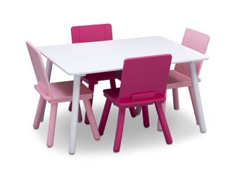 Ensemble table et 4 chaises - Blanc/Rose 6